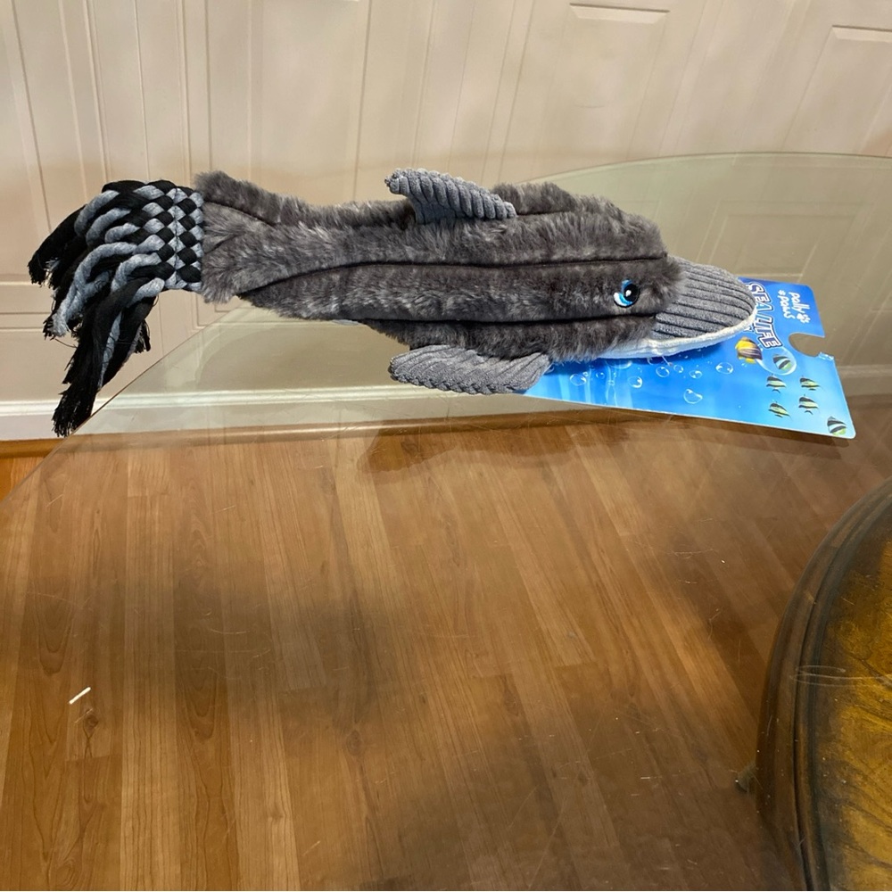 Pally Paws 18” Dolphin Dog Toy w/Squeaker & Crinkle, Grey, Sea Life New